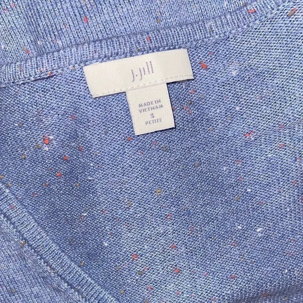 J. Jill Light Blue V-Neck Long Sleeve light sweater shirt Small bottom side